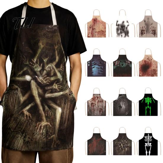 Novelty Barbecue Apron Halloween Butcher with Realistic Blood Stain, Washable Protective Work Apron, Creepy Horror Costume Prop for Cosplay
