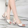 Popular  Lady Casual Black Summer Sandal Elegant Woman Heels Women Sweet Beige Peep Toe High Quality Sandals Sandalias De Mujer