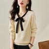 Knitwear Women's Sweater Long-sleeved Jumper Spring and Autumn Bottoming Shirt Loose V-neck Tops