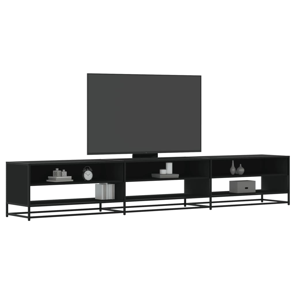 Vidaxl Szafka Pod Tv, Czarna, 270X40X46 Cm, Materiał Drewnopochodny