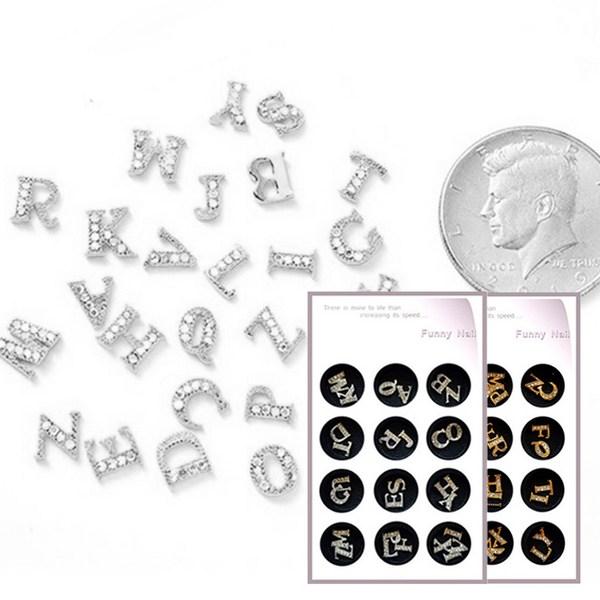 Набор деталей для ногтей «Начальный алфавит» №705, 1 шт., серебро