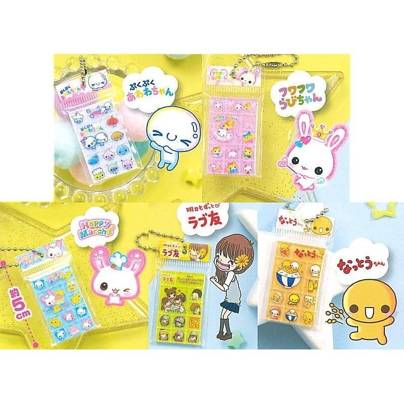 Kamio Japan Characters Tile Seal Miniature Charm 2 Complete Set 5 Types Gachapon Capsule Toy