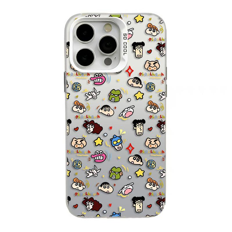 Полноэкранный чехол Shin-chan для iPhone 17 - Серебристый, Совместим с 15 Pro Max/14 Pro/13/16 Pro