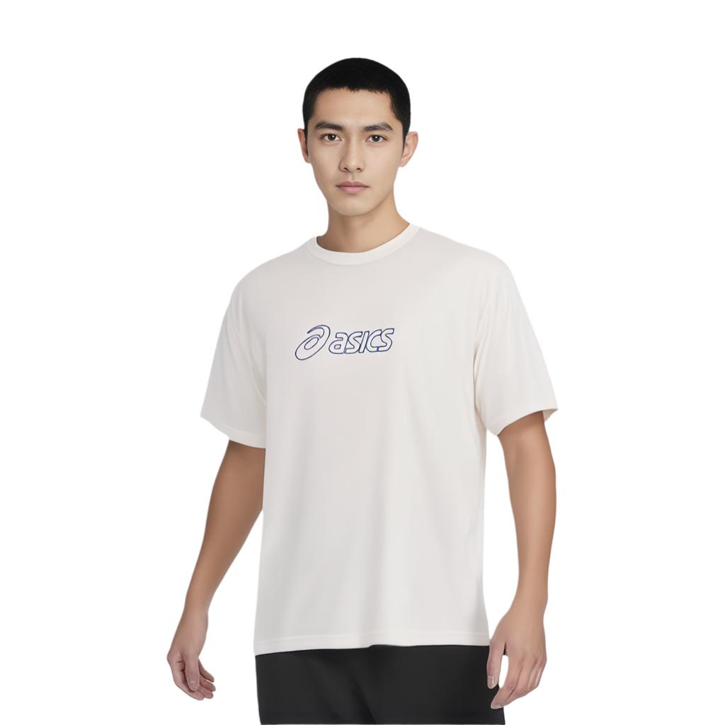 ASICS T Shirts Unisex Ecru Crew Neck Moderate 2063A454-201