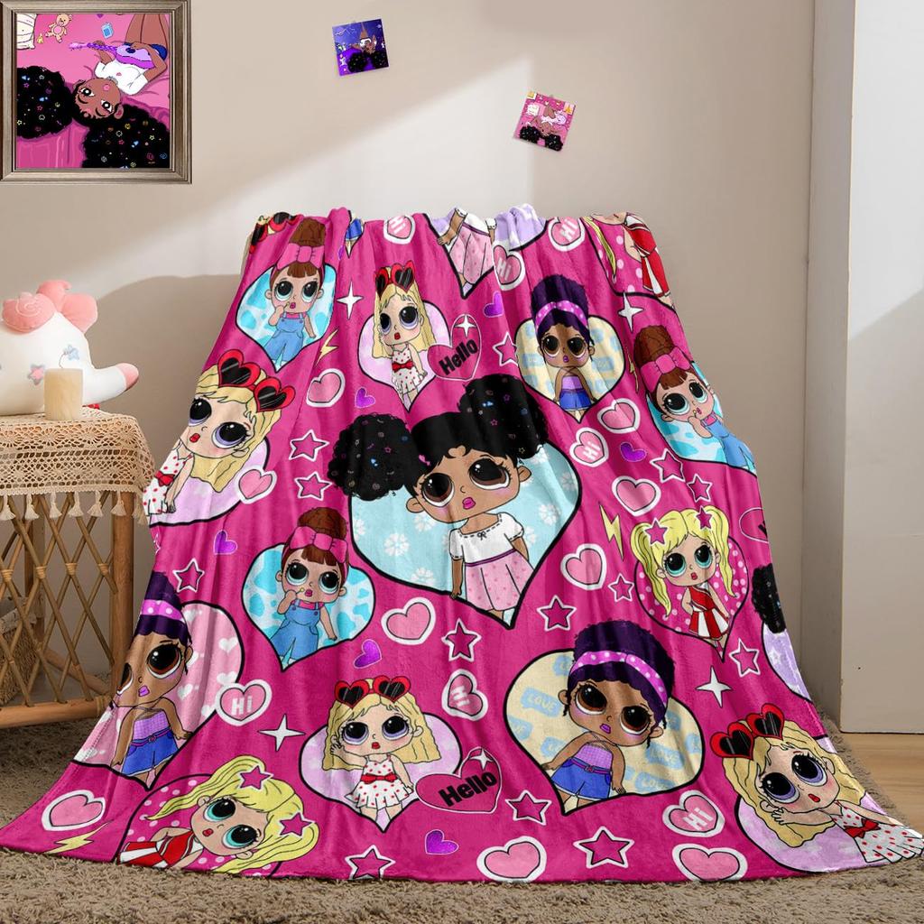 Black Girl Blanket, Kids Blankets for Bedroom, African Girls Blankets Gifts for Kids Purple Soft Throw Blanket, Throw Size 50" x 60" (130 x