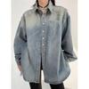 Осень Новая Американская Ниша Старые Клепки Деним Рубашка с Длинным Рукавом Женская Свободная Парная Короткая Куртка Трендовая