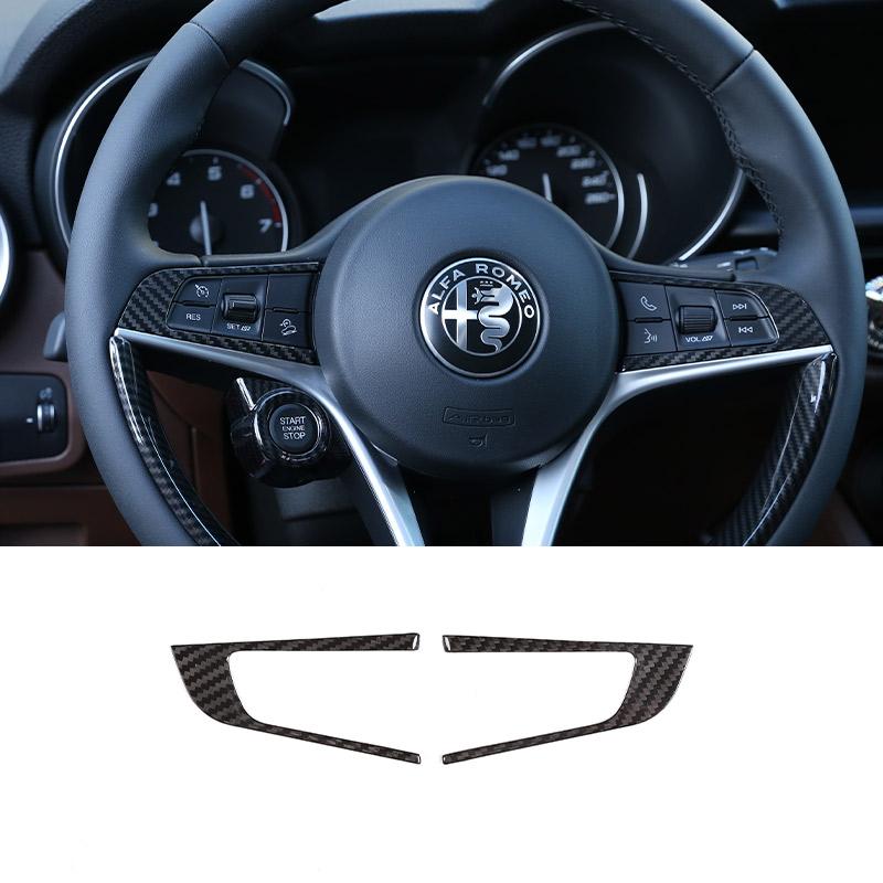 Real Carbon Fiber For Alfa Romeo Stelvio Giulia 2017-2019 Car Steering Wheel Decorative Frame Sticker Car Interior AccessoriesDA4