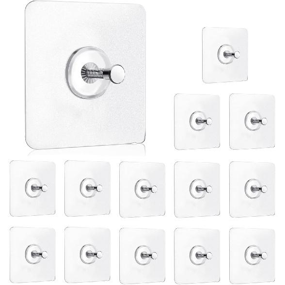 14 Pack Adhesive Wall Hooks, Wall Hangers Without Nails, No Damage Picture Hooks Waterproof and Rustproof to use ide Kitchen, Bathroom, Home and