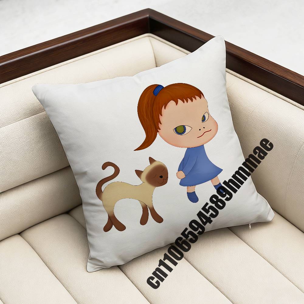 For Cute Yoshitomo Nara Throw Pillow Case Sham xcm xcm Square Home Pillowcase Cushion Cover