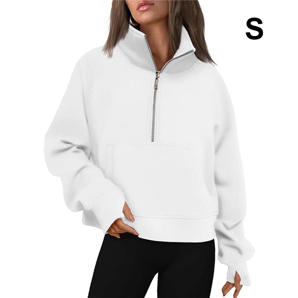 Женские толстовки на молнии, укороченный пуловер, флисовые толстовки на молнии на четверть, осенняя одежда, одежда с отверстием для большого пальца