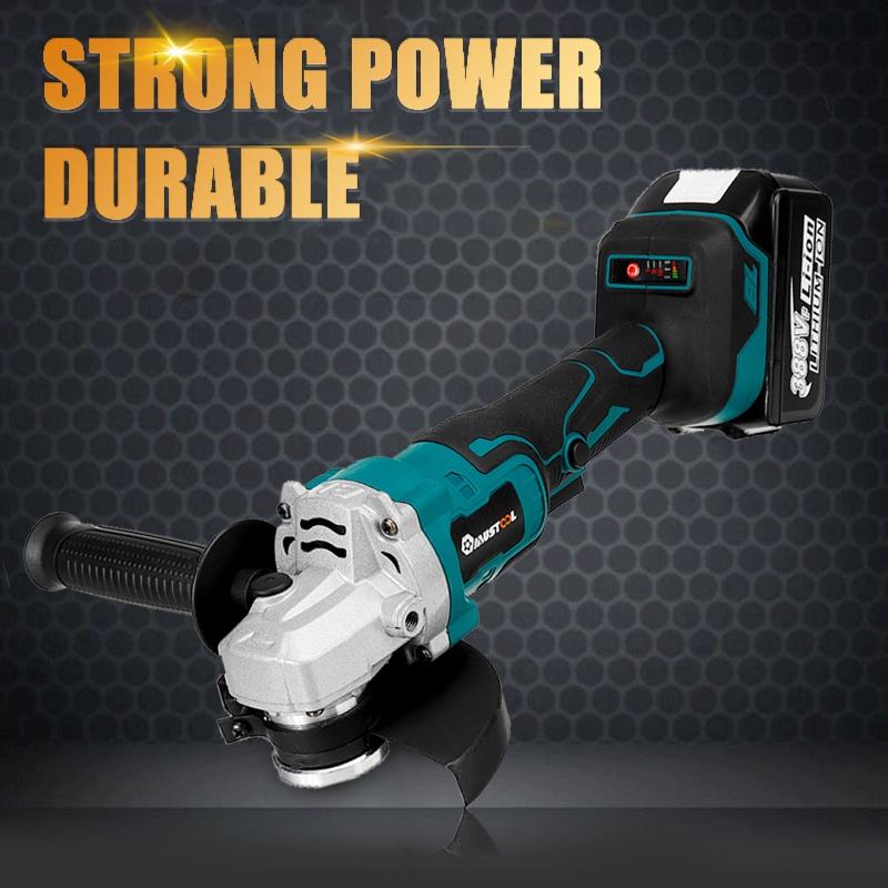 1600W 125mm Brushless Cordless Electric Angle Grinder 388VF Rechargeable Grinding Cutting Machine Power Tools for 18V Battery