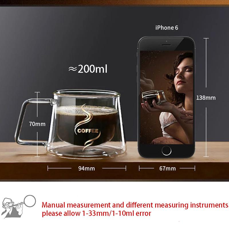 YWDL 200 мл Двойная стеклянная кофейная кружка термостойкая чашка для эспрессо термоизолированная чашка для латте капучино чай набор посуды