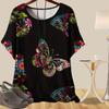 Женская мода повседневная свободная весенняя рубашка женские топы с коротким рукавом с цветным ажурным узором в виде бабочек