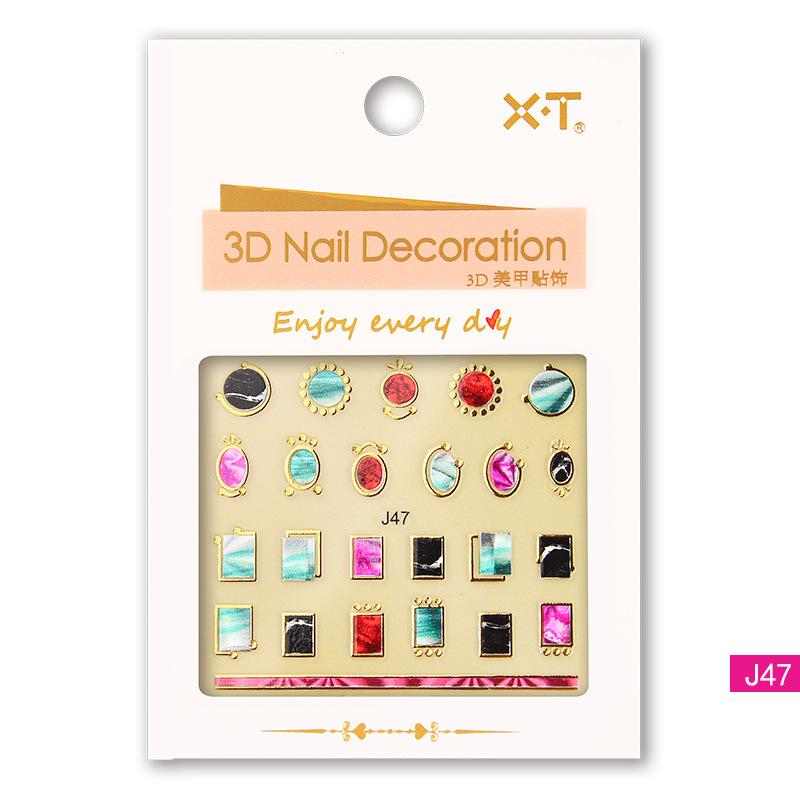 3D Three-dimensional Hot Stamping Nail Decals Star and Moon Sapphire Color Imitation Diamond Self-adhesive Nail Art Sticker DIY Jewelry