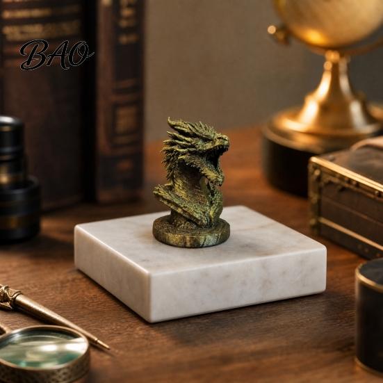 Detailed Dragon Ornament Head Figurine, 3D Printed Fantasy Statue, Mythical Industrial Style Art Animal Sculpture for Home Office Desk Decor,