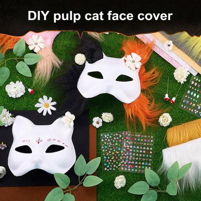 Набор для самостоятельной сборки терианской маски, пустая маска кошки-лисы с фетровым полотном, искусственный мех, сетка для глаз, маска для наряда пушистого животного для маскарада на Хэллоуин