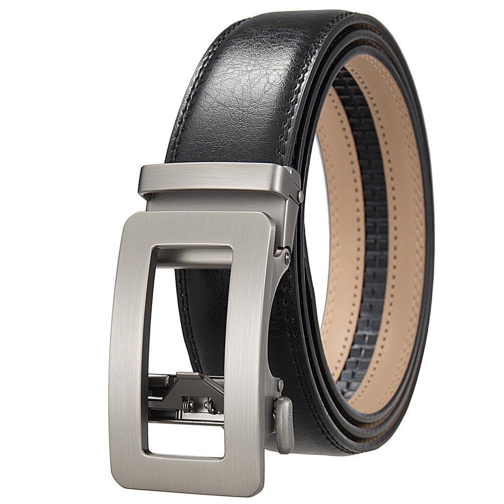 1шт двухслойный ремень из коровьей кожи с автоматической пряжкой, мужской ремень, деловой ремень Ly35-0838-1