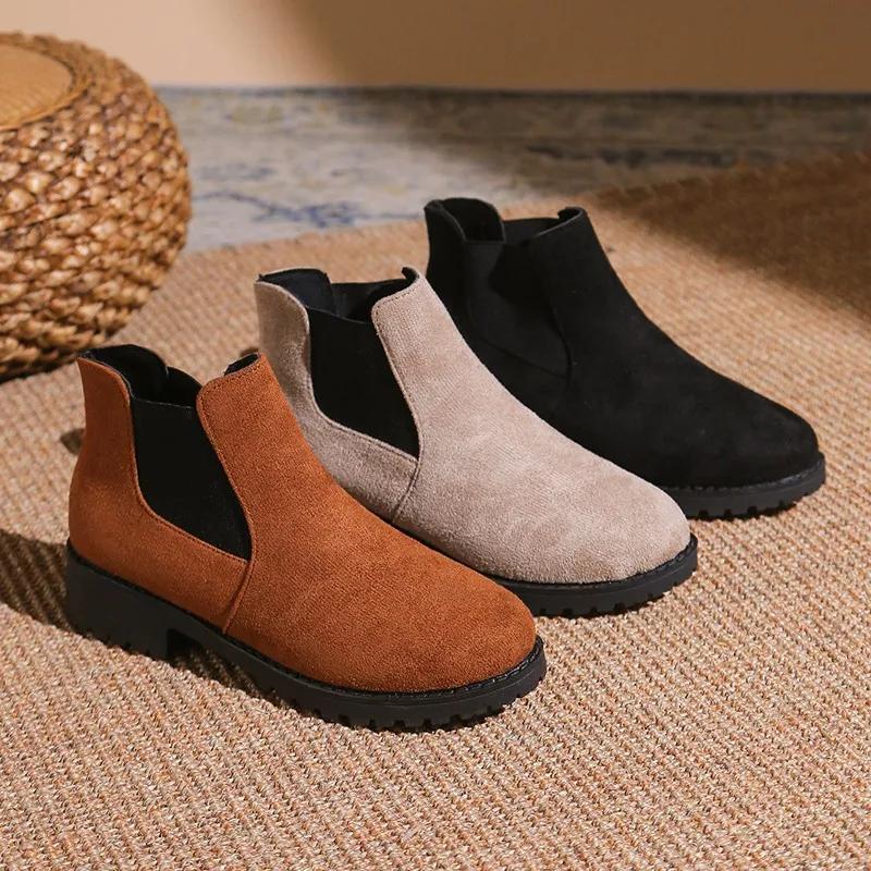 Women Boots Heel Platform British Style Thick Sole Increase Height Casual Boots For Autumn And Winter Casual Shoes