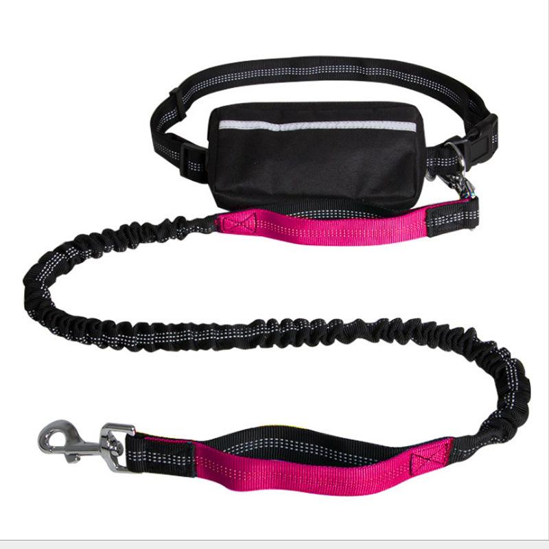 Reflective Hands Free Dog Leash with Zipper Pouch, Durable Bungee and Dual Padded Handles for Large and Medium Dogs