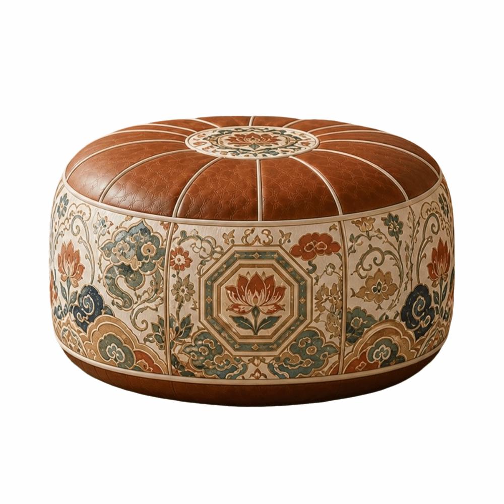 PU Leather Ottoman Pouf Foldable Storage Ottoman New Floor Seat Cushion Multipurpose Storage
