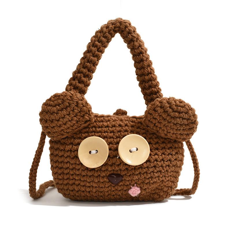 Handmade Cartoon Bear Handbag With Soft Material For Trendy Street Style