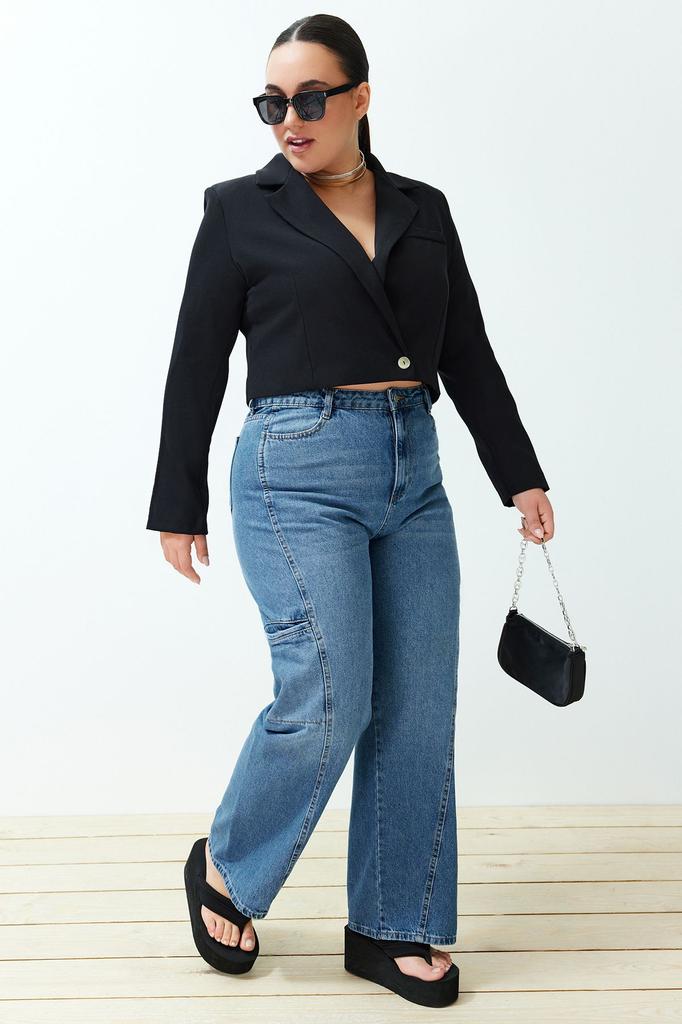 Women's Style Plus Size Black Blazer Woven Jacket