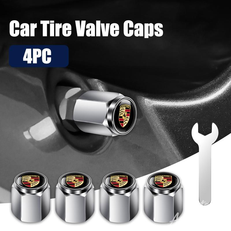 4Pcs Metal Car Wheel Tire Valve Caps Air Stem Cover For Porsche Cayenne Panamera Macan 911 718 Taycan Boxster Cayman 918 Sticker KLNOV1