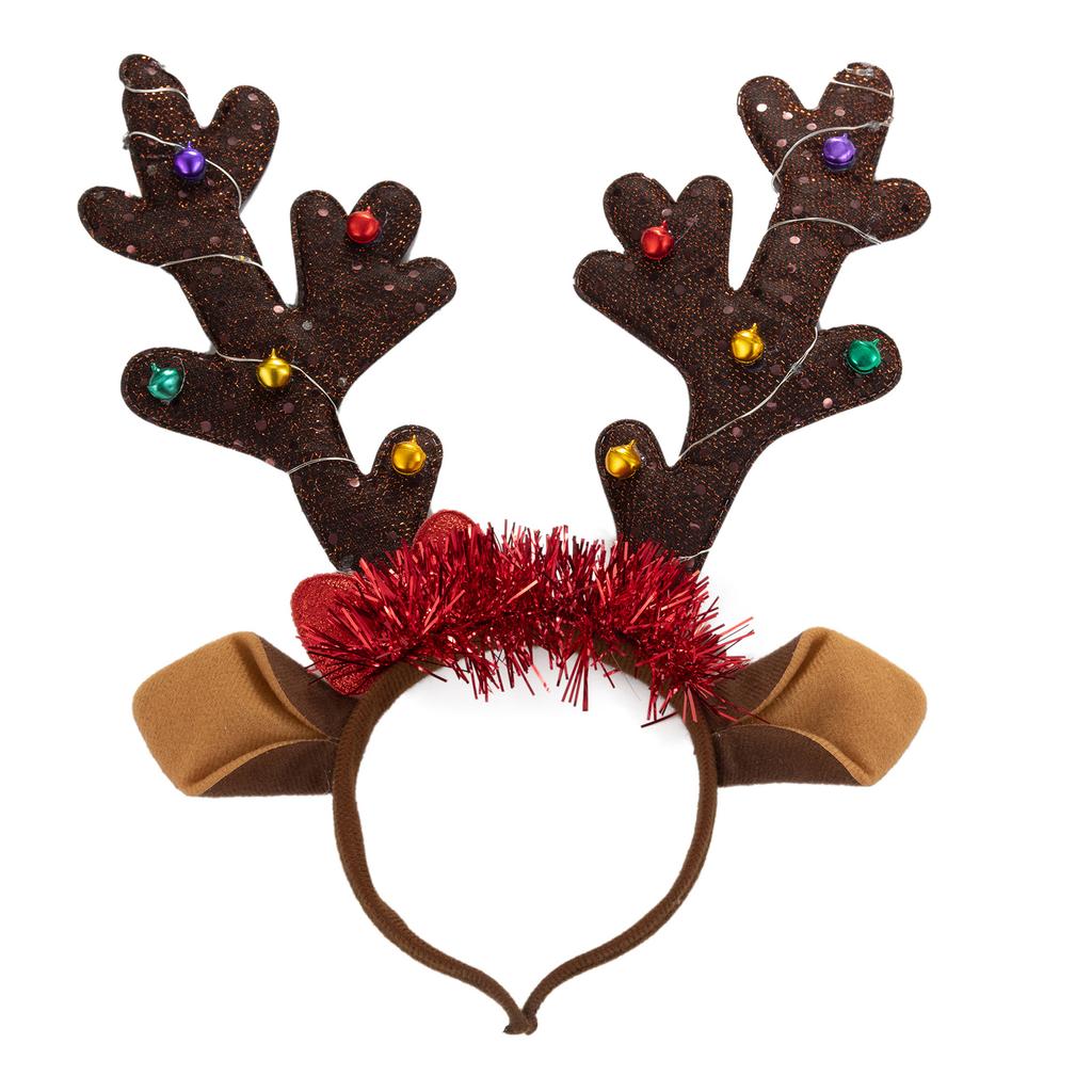 Festive LED Headband with Reindeer Antlers Cute and Unique Deer Horn Design Headdress Christmas Hair Hand