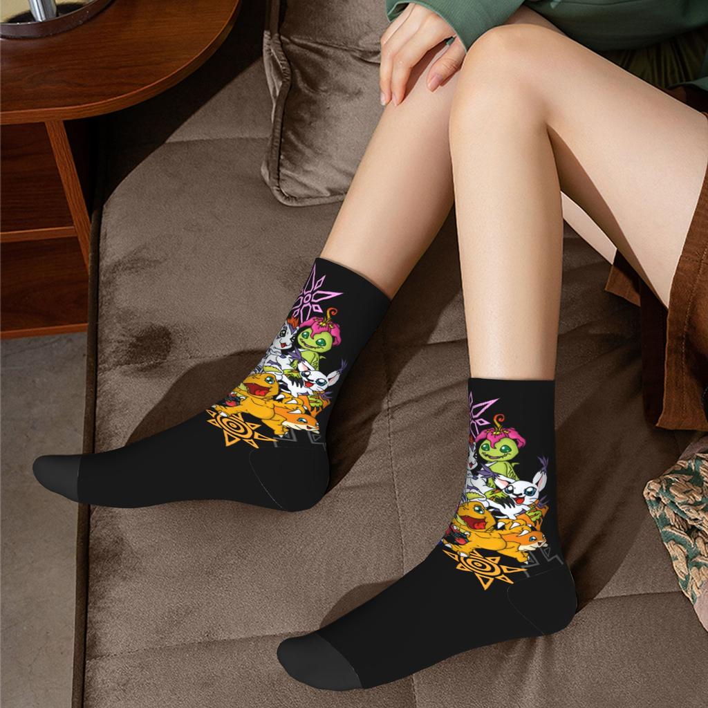 Winter Warm Hip-hop Unisex Digimon and Crests Socks Nostalgic Anime Breathable Skateboard Socks