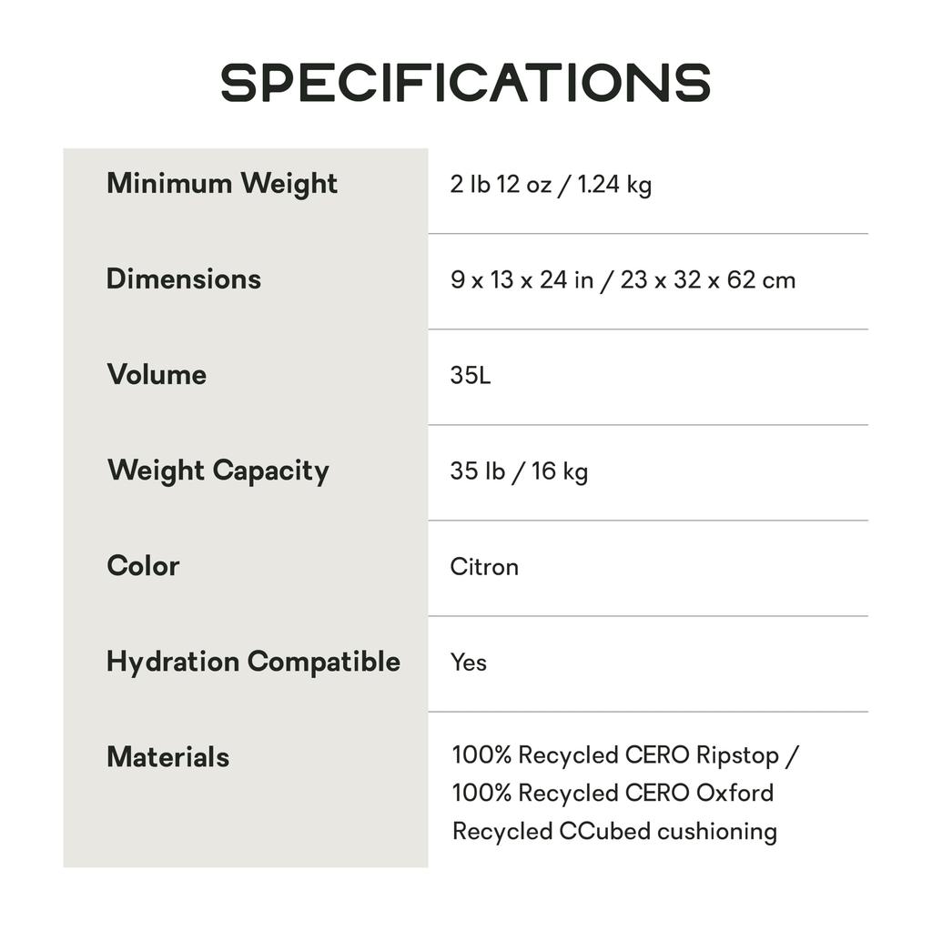 Backpack Resolve 35L Citron [Neemo Equipment] W's Women's