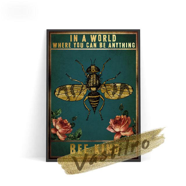 Насекомое Ретро Иллюстрированный Плакат Fly Bee Mosquito Стрекоза Мотылек Бабочка Художественная печать Картина Маслом