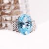 Кольцо с натуральным небесно-голубым топазом 8,50 карат, овальный драгоценный камень 10*14 мм, стерлинговое серебро 925 пробы, классический дизайн, изысканное ювелирное изделие для женского юбилея