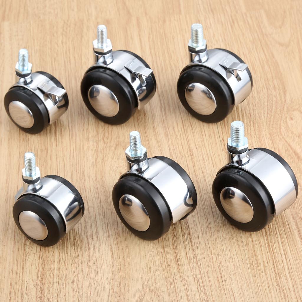 1pc Sliding Wheel Swivel Casters Furniture Plate Roller Trolley Sofa Chair Foot Hold with/without Brake 8mm/10mm wear-resistant