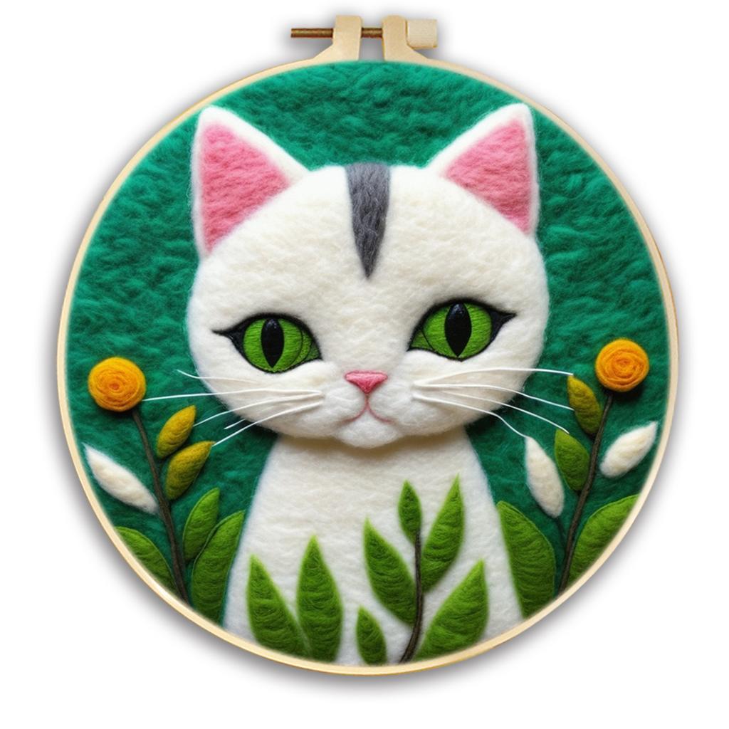Набор для валяния из шерсти DIY Картина Кошка 20x20см Рамка Игла Шерстяная Живопись Вышивка Набор Для Взрослых Рукоделие Декор Дома Легкие Поделки