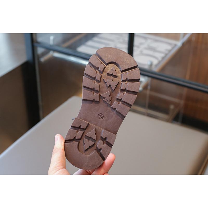 Осенняя мода ретро детские ботинки мальчики и девочки короткие ботинки нескользящие кожаные ботинки одинарные ботинки