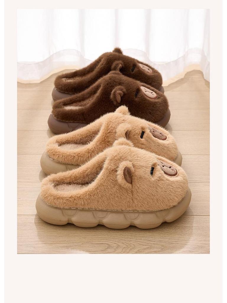 Детские зимние хлопковые плюшевые тапочки Капибара - Теплая, уютная обувь для мальчиков и девочек