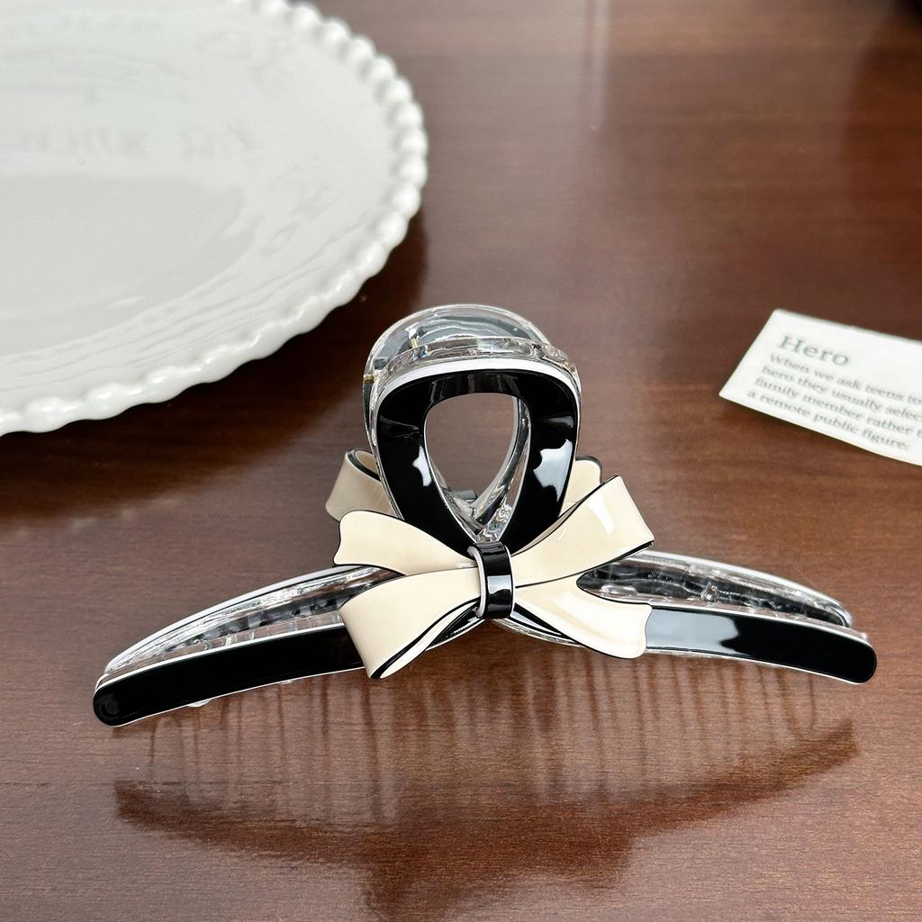 Новый Креативный Дизайн Геометрический Черно-Белый Цвет Бант Полый Зажим для Волос Ретро Ацетат Высокий Хвост Зажим-Акула