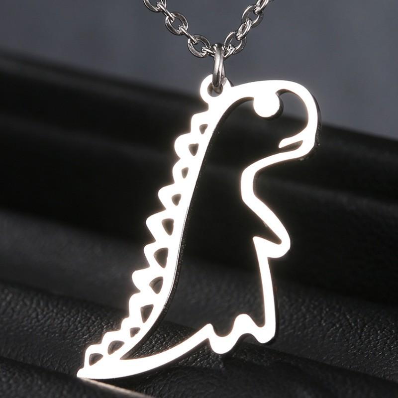 Stylish Cute Cutout Simple Stainless Steel Cartoon Dinosaur Necklace Pop Punk Party Hip Hop Goth Holiday Couple Gift Personality