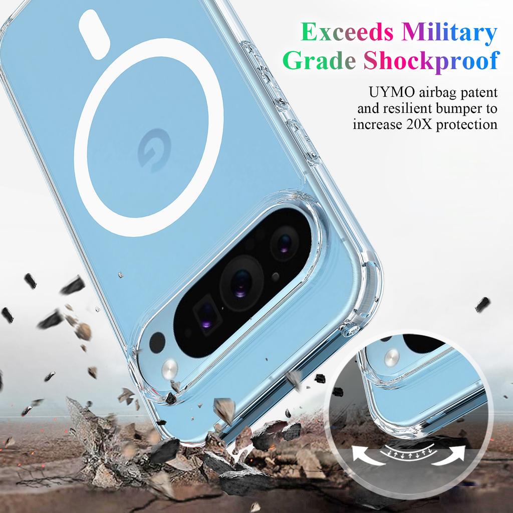 Магнитный чехол для Google Pixel 9 Pro, совместимый с прозрачным чехлом MagSafe из ТПУ и акрила