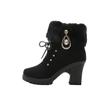 Winter New Rhinestone High Heel Coarse Heel Hairy Mouth Short Plush Martin Women's Large Size Women's Shoes