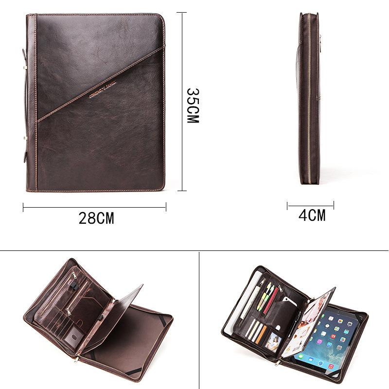 Leather Laptop Bag Portable Business Office A4 Paper Multi-Function Laptop Storage Bag