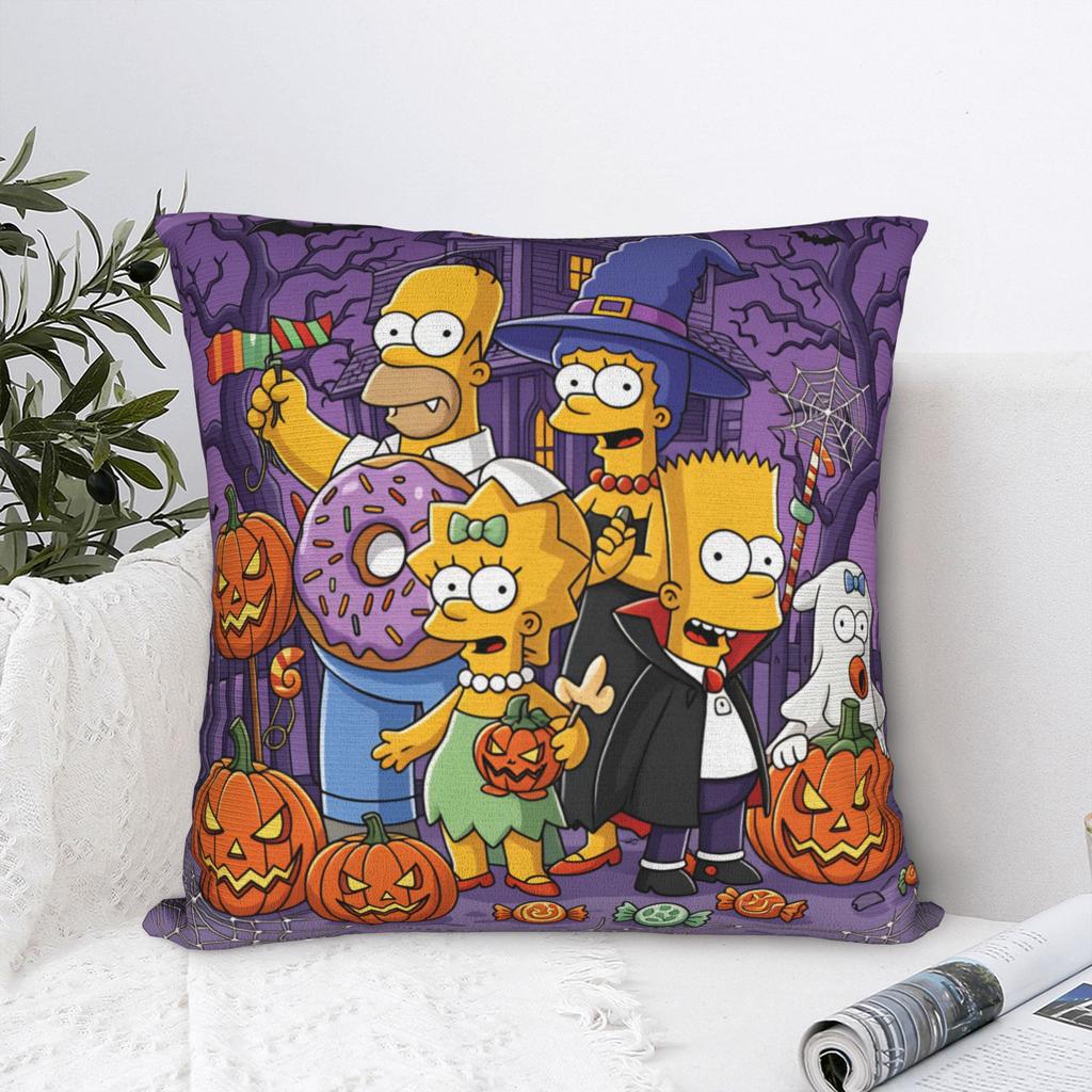 SSimpsons Halloween Haunted House Family Pillow Cover Comfy Cushion Cover Morden Pillow Case For Living Room Bed Chair