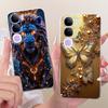 For Vivo V40 Lite 4G 5G Case V2417 Cool Lion Butterfly Painted Cover For Vivo Y200 5G Soft Slim Phone Case For Vivo Y300 5G Bags