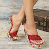 Fashion Summer Women's Crystal High Heel Slippers 14cm Chunky Transparent Platform Non-Slip Sexy Sandals European Style