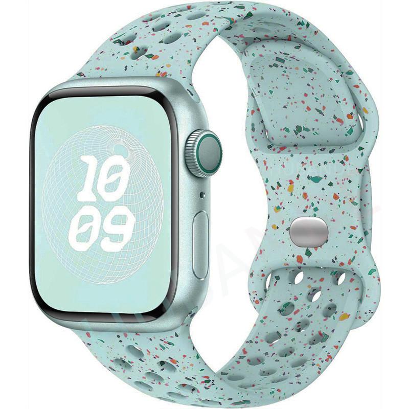 Спортивный ремешок с цветными частицами, резиновый ремешок для Apple Watch 49 мм 46 мм 45 мм 44 мм 42 мм 41 мм 40 мм для IWatch 11 10 9 8 7 6 5 4 3 SE