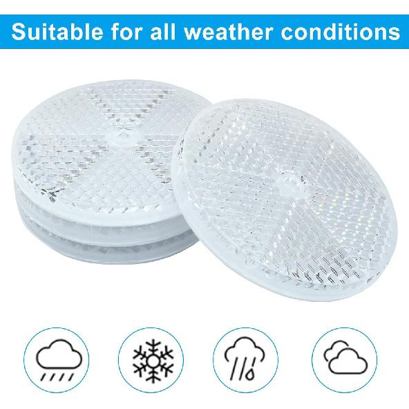 6 Pack White Round Reflector, Front Reflector With Mounting Screw, Safety Reflectors For Driveway, Trailer, Posts