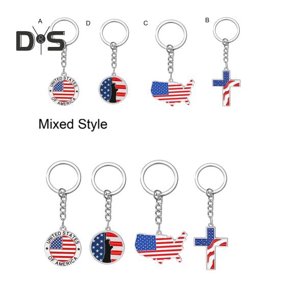 1/4 шт. Сохраните Америку великой снова, брелок в форме креста Богини с узором флага США, металлический брелок для политических энтузиастов