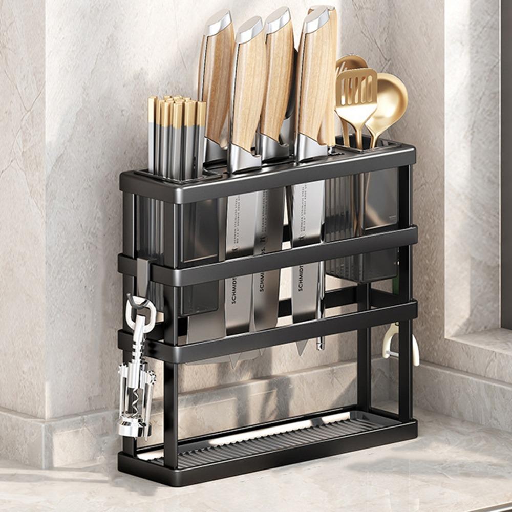 Large Capacity Utensil Drying Rack Carbon Steel Pot Lid Stand Cutting Board Holder for Kitchen