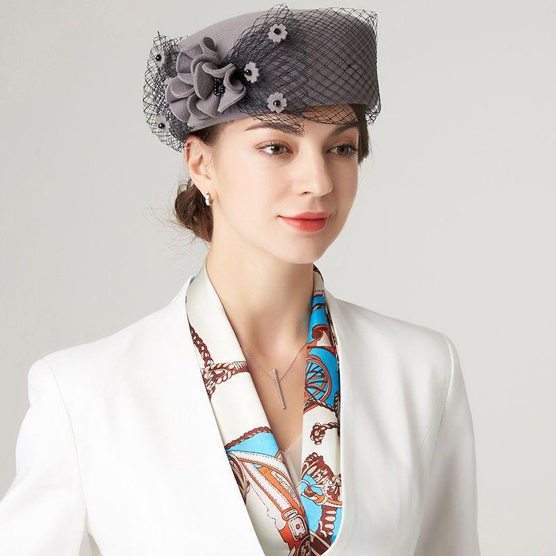 Шляпа Женская Весна и Осень Новая Берет Осень и Зима Шерстяная Шляпа Зимняя Шерстяная Шляпа Тонкая Лицо Универсальная Иностранный Стиль Цилиндр