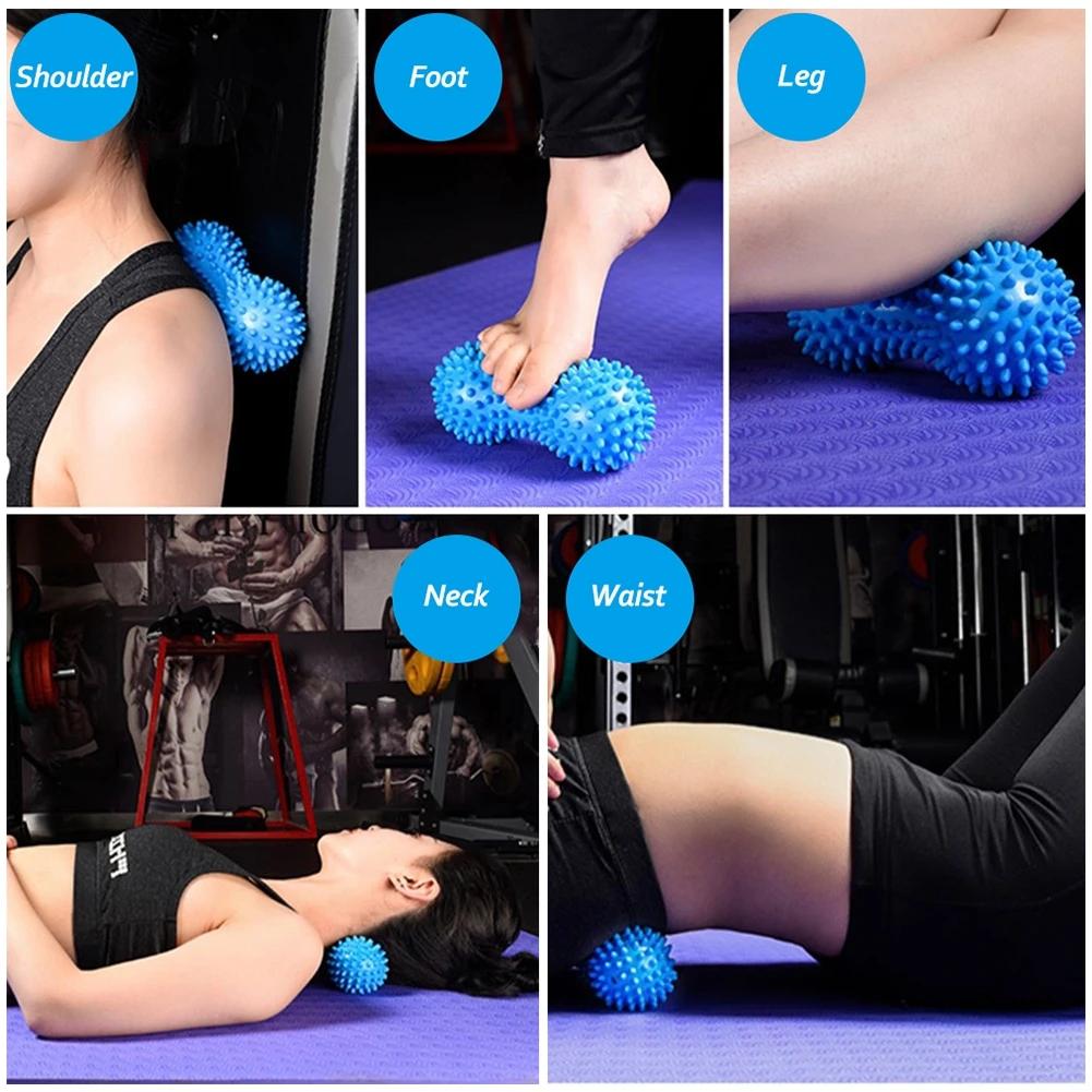 Foot Massage Roller Peanut Double Lacrosse Spiky Ball Myofascial Balls for Plantar Fasciitis Mobility Back Foot Arch Pain Relief